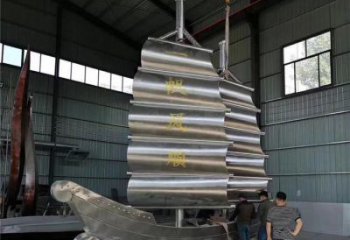 景區(qū)帆船雕塑常用，鍍金歐式雕塑，鐵藝材質(zhì)