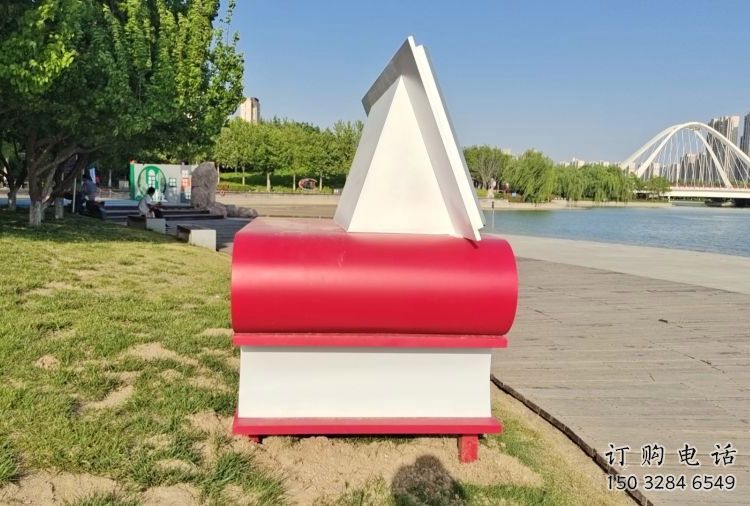 書雕塑廠家，重疊造型結(jié)構(gòu)，公園戶外不銹鋼雕塑 (10)