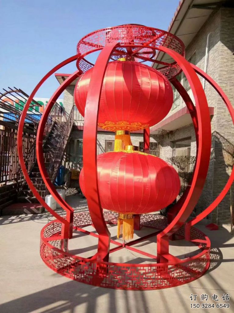 承接城市燈籠雕塑廠家，烤漆工藝雕塑，公園廣場擺件
