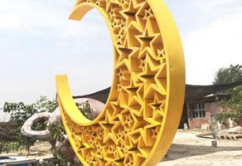 步行街月亮雕塑廠家，鍛造景觀雕塑，鏤空方式