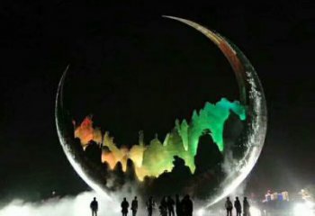 城市月亮雕塑廠家，網(wǎng)格體育雕塑，古銅效果