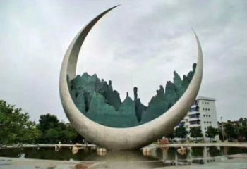 農(nóng)村月亮雕塑制造商，鏤空景觀雕塑，抽象效果