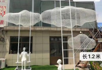 拉絲云梯雕塑 鏤空創(chuàng)意云朵雕塑 別墅區(qū)云朵雕塑效果圖