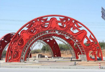 拱門雕塑生產(chǎn)，鏤空烤漆工藝，不銹鋼拱門雕塑廠家