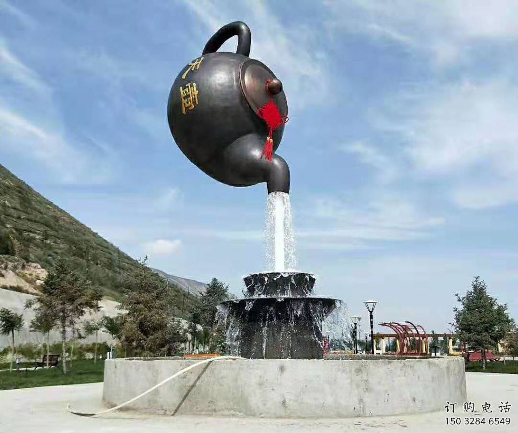 烤漆天壺雕塑供應(yīng)商 鋼管懸空雕塑 室內(nèi)流水雕塑