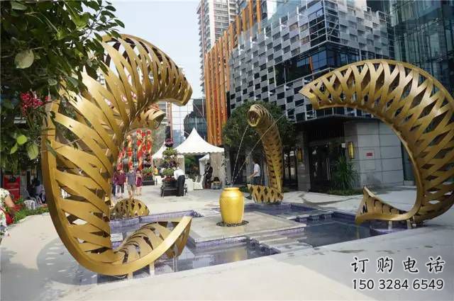 鏤空魚噴泉雕塑，噴水形式設(shè)計(jì)，地面旱泉雕塑小品