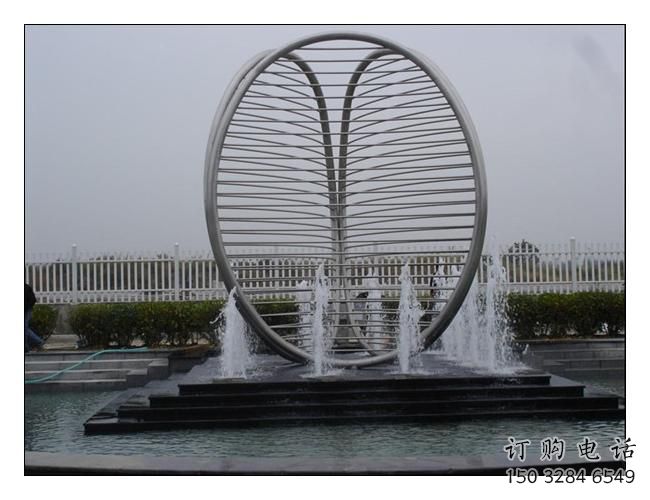 噴泉圓環(huán)雕塑，水景藝術(shù)結(jié)構(gòu)，旱地水景噴泉雕塑