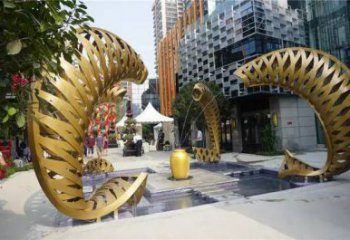 鏤空魚(yú)噴泉雕塑，噴水形式設(shè)計(jì)，地面旱泉雕塑小品