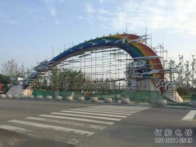 云朵大雁大門雕塑，地域形象美陳，烤漆工藝制作