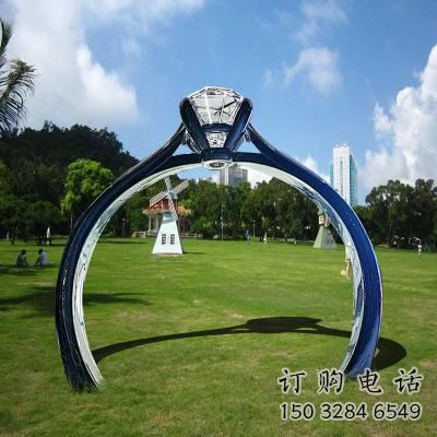 戒指大門雕塑，現(xiàn)代景觀小品，不銹鋼戒指拱門雕塑
