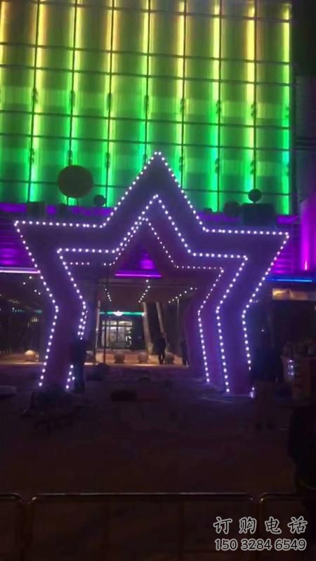 五角星門頭雕塑，燈光不銹鋼門頭雕塑