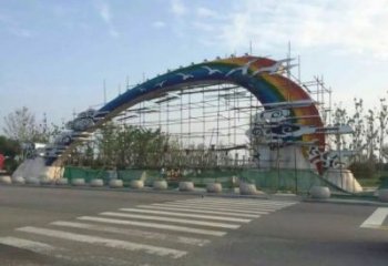 云朵大雁大門雕塑，地域形象美陳，烤漆工藝制作