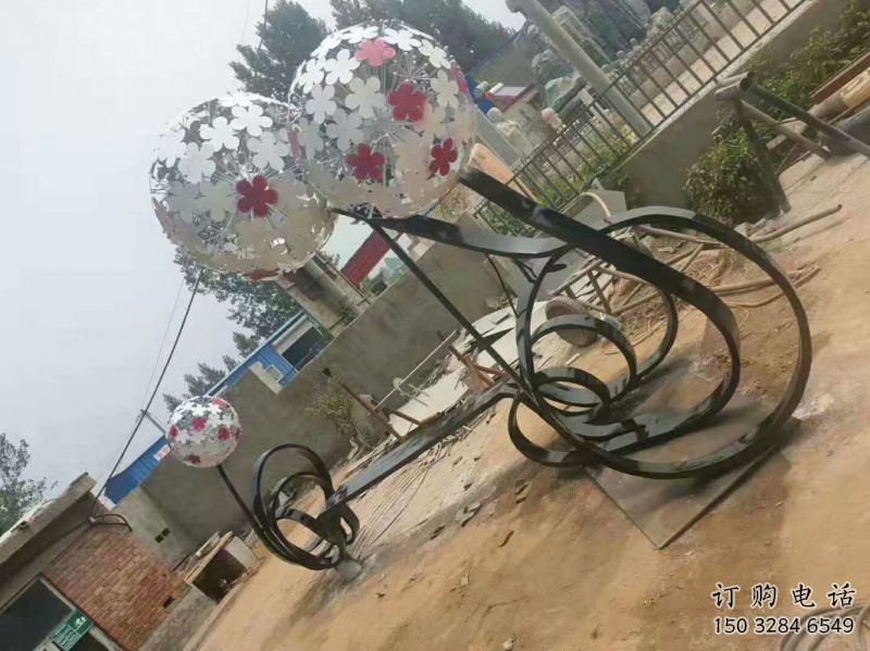 大型蒲公英坐凳雕塑，現(xiàn)代元素設(shè)計(jì)，不銹鋼坐凳雕塑