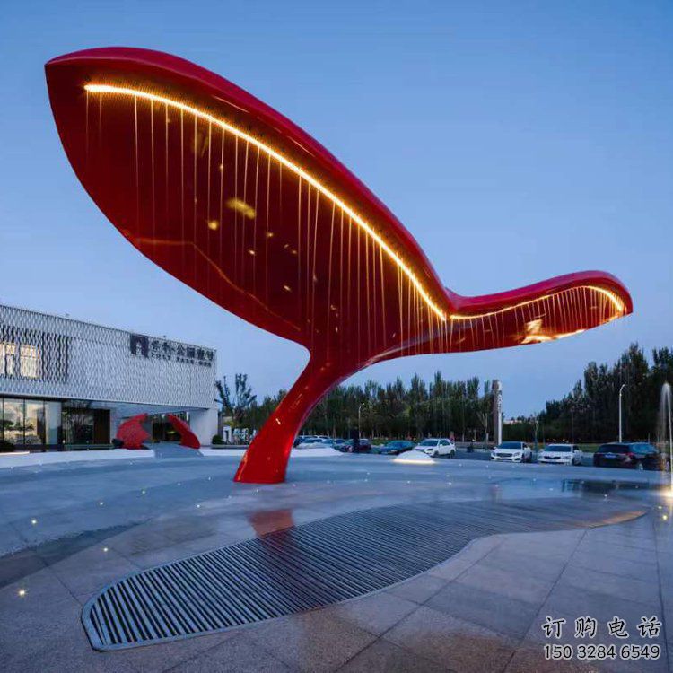 不銹鋼鯨魚造型廊架雕塑-發(fā)光藝術(shù)設(shè)計(jì)