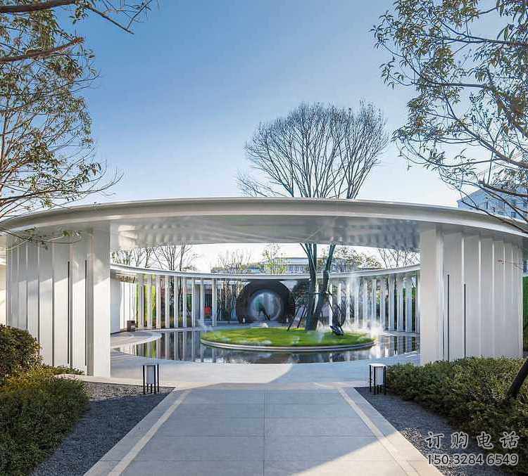 藝術(shù)型廊架雕塑，不銹鋼長(zhǎng)廊雕塑