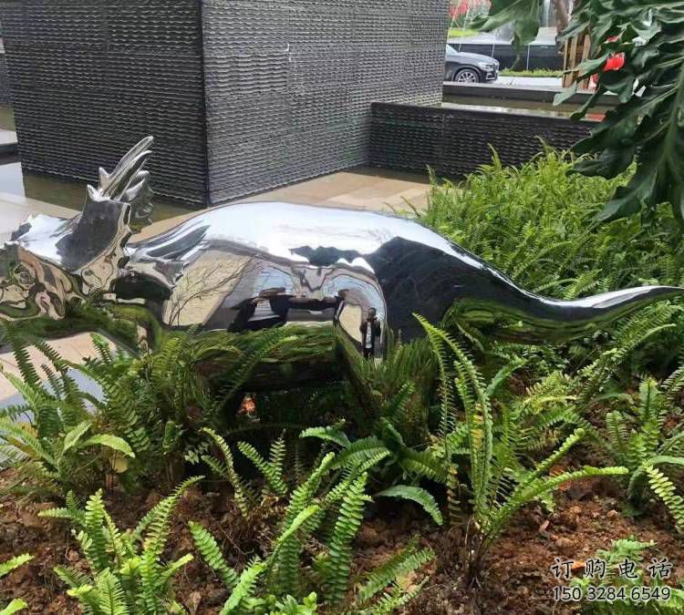 藝術(shù)恐龍雕塑觀賞型，街景小品，鏡面恐龍雕塑主題常用