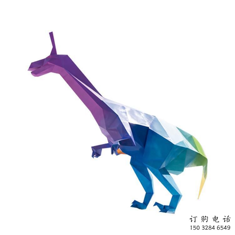 幾何恐龍雕塑精品，白鋼構件，別墅烤漆恐龍雕塑生產(chǎn)
