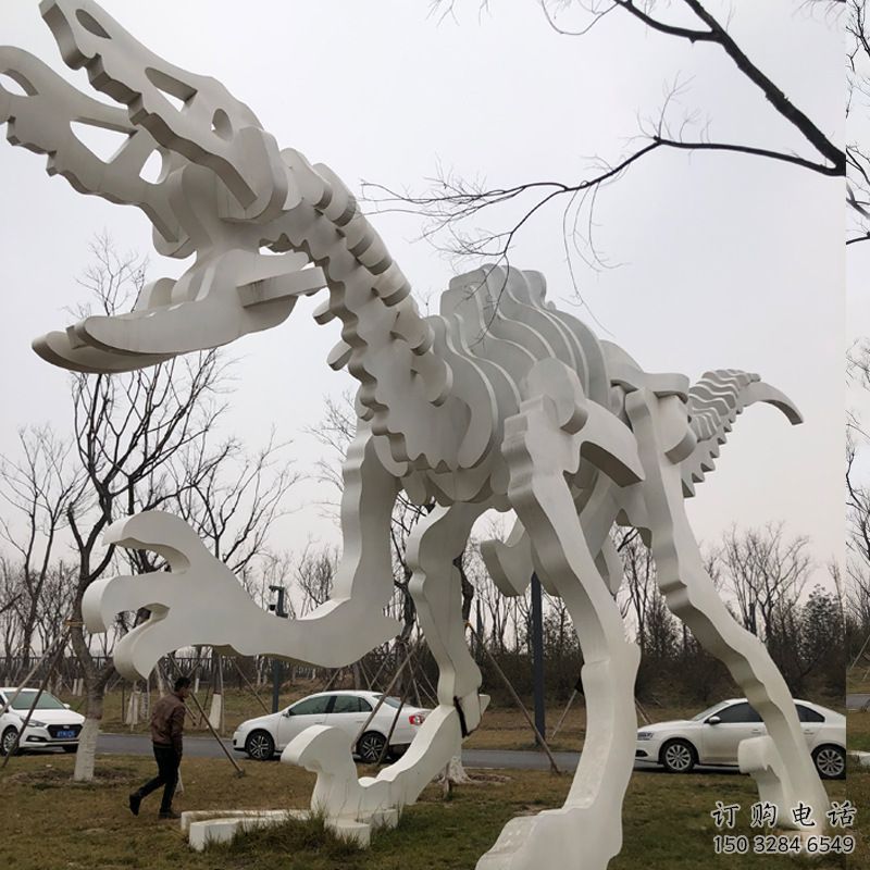 鏤空恐龍雕塑展品，金屬制作，恐龍骨架雕塑精品