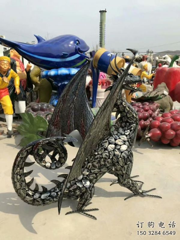 鐵藝恐龍雕塑制造商，室外軟裝，鐵藝恐龍雕塑制作
