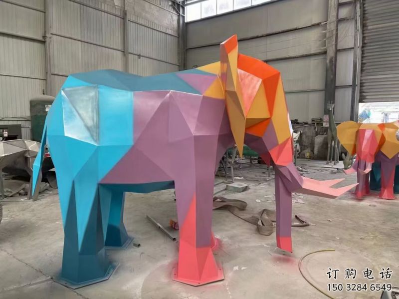 園林大象雕塑標準，彩鋼制作，景觀烤漆大象雕塑優(yōu)價