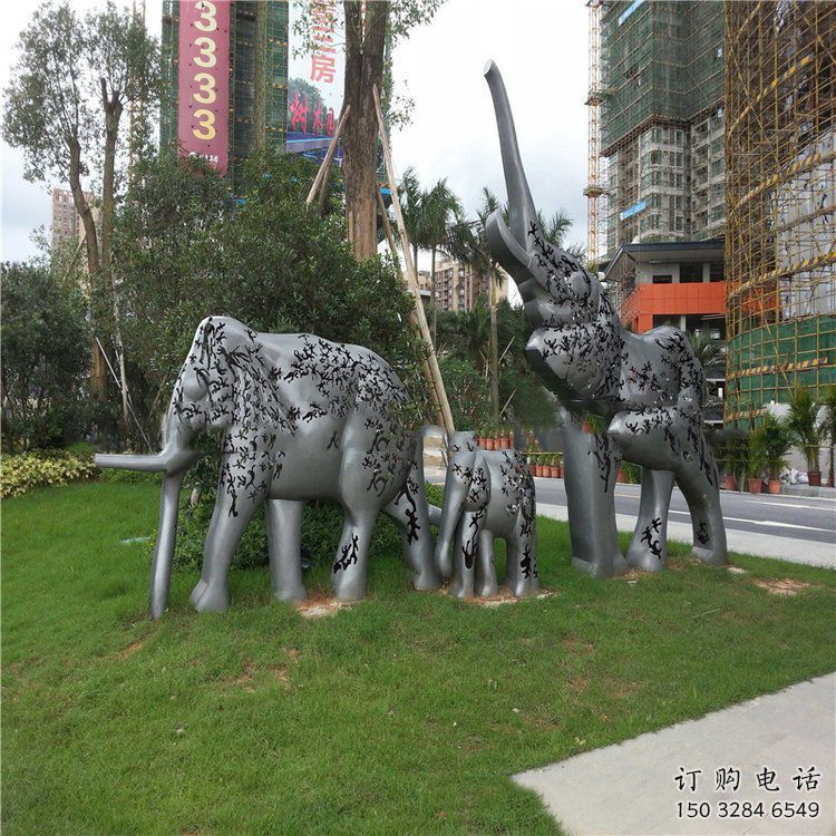 金屬大象雕塑制造，公園雕塑，鏡面大象雕塑展品