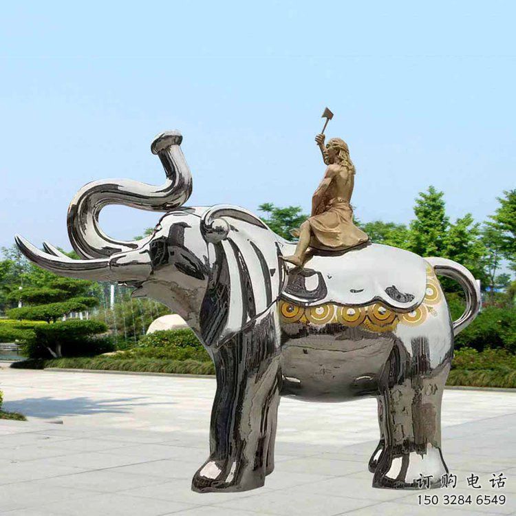 景觀大象雕塑工程選用，美陳雕塑，鏡面大象雕塑展示