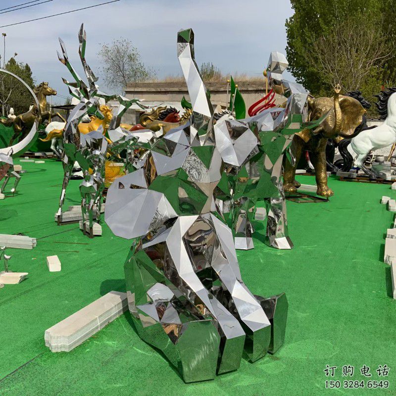 景區(qū)大象雕塑通用，陸地?cái)[件，各類鏡面大象雕塑點(diǎn)擊
