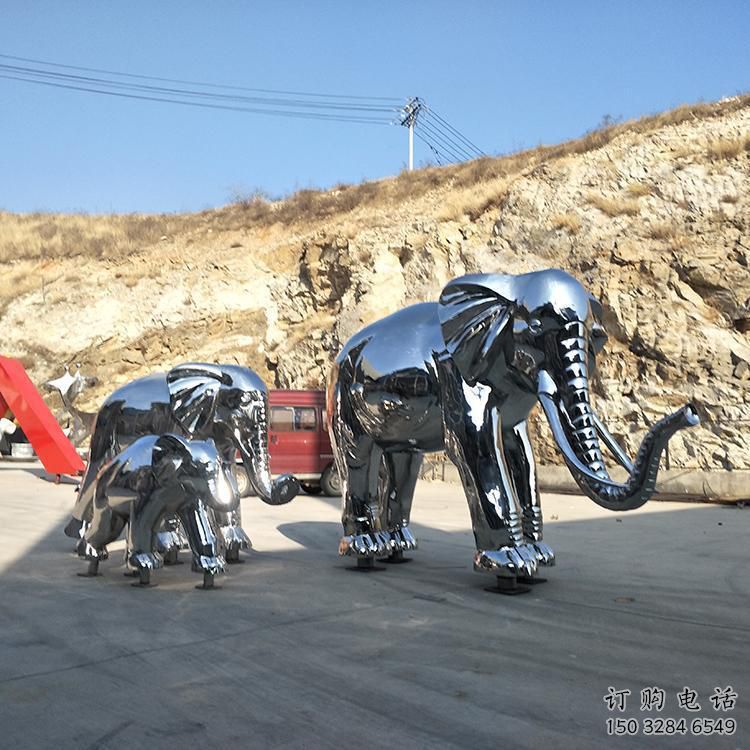 鏡面大象雕塑廠家，動(dòng)物景觀雕塑，不銹鋼動(dòng)物雕塑供應(yīng)