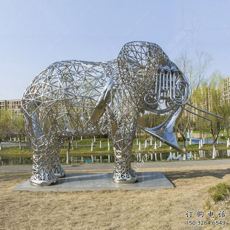 大象雕塑承接，動(dòng)物鏤空雕塑，鏤空大象雕塑定制