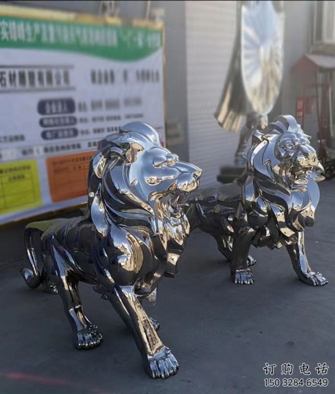 雕塑獅子景觀制造，街景小品，不銹鋼獅子雕塑優(yōu)價(jià)