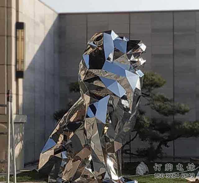 景觀獅子雕塑精選，陸地?cái)[件，公園不銹鋼獅子雕塑精品