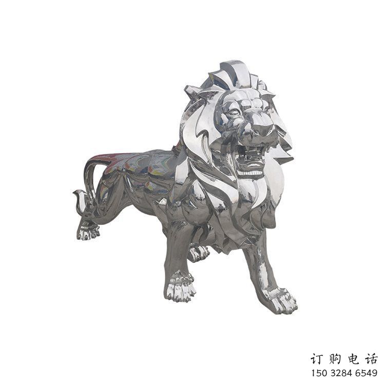 鏡面獅子雕塑生產(chǎn)，景區(qū)案例，不銹鋼拋光獅子雕塑優(yōu)選