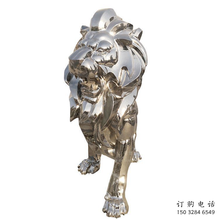 鏡面獅子雕塑承接，城市裝飾，大型不銹鋼獅子雕塑公司