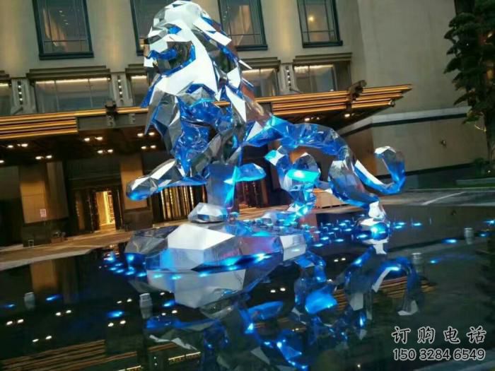 切面獅子雕塑通用，街景小品，不銹鋼獅子雕塑制造