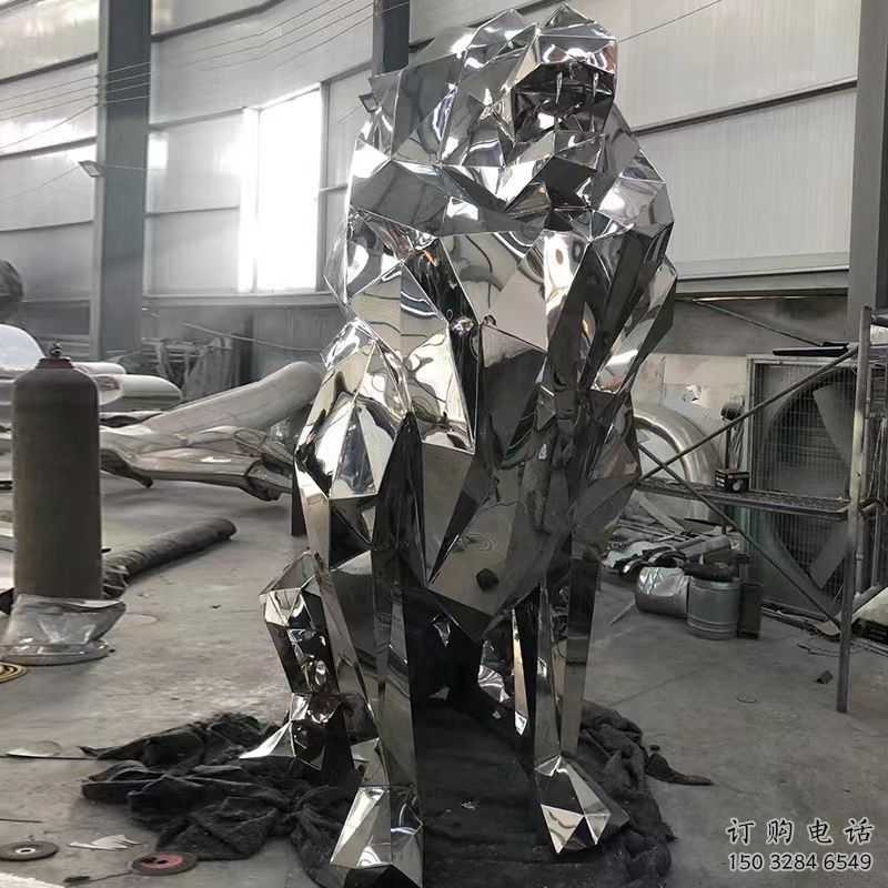 制造獅子雕塑，動(dòng)物擺件，鏡面不銹鋼獅子雕塑精選