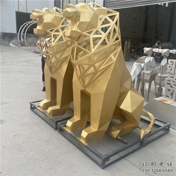 廣場獅子雕塑批發(fā)，動物系列，不銹鋼獅子雕塑制作