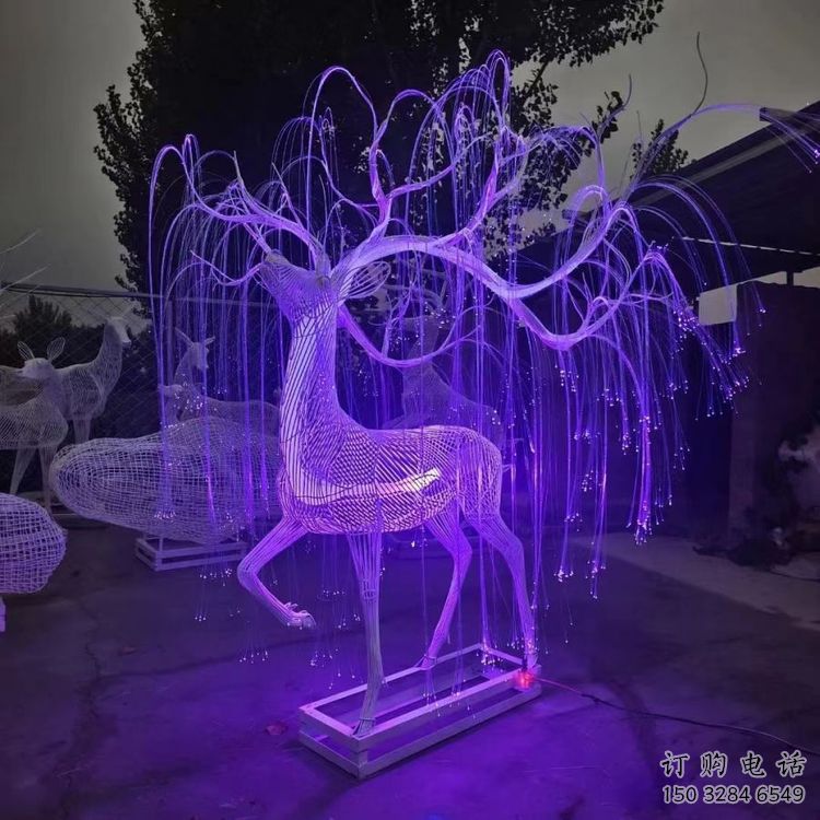 梅花鹿雕塑優(yōu)選，陸地擺件，燈光藝術(shù)梅花鹿雕塑供應(yīng)