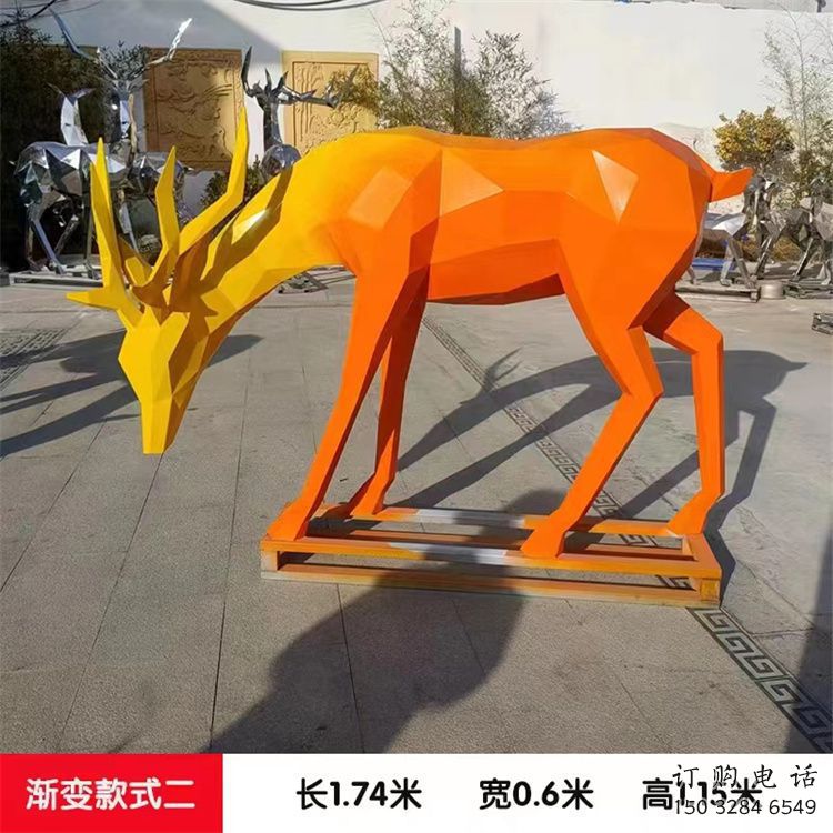 小鹿雕塑訂做，景區(qū)雕塑，烤漆小鹿雕塑定價