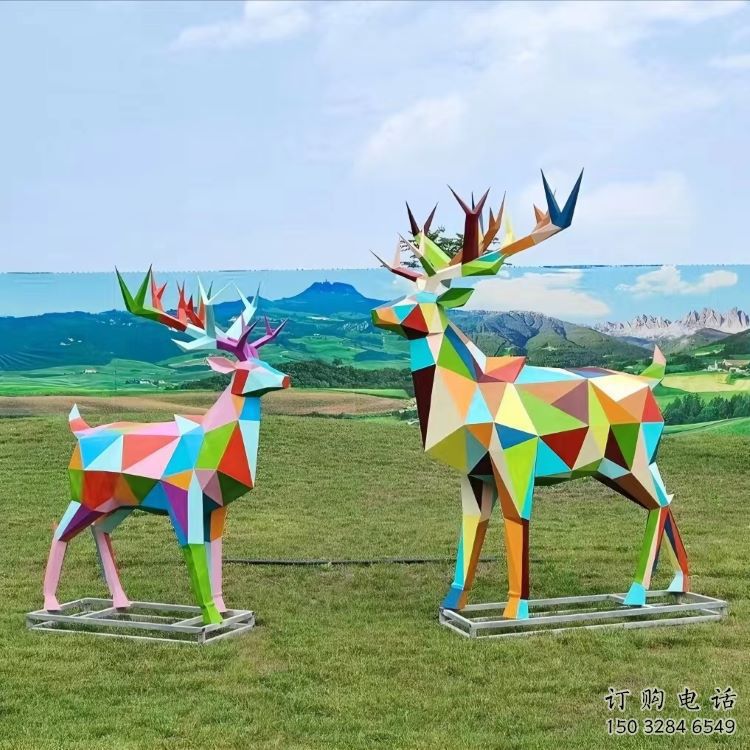 藝術(shù)小鹿雕塑觀賞型，街景小品，烤漆小鹿雕塑常用