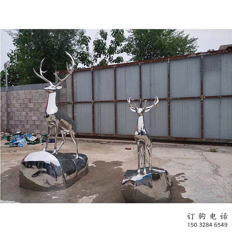 仿真小鹿雕塑精選，露天雕塑，不銹鋼鏡面小鹿雕塑訂做
