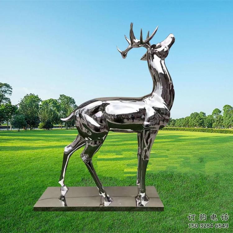 景觀小鹿雕塑供需，白鋼制作，大型鏡面小鹿雕塑公司