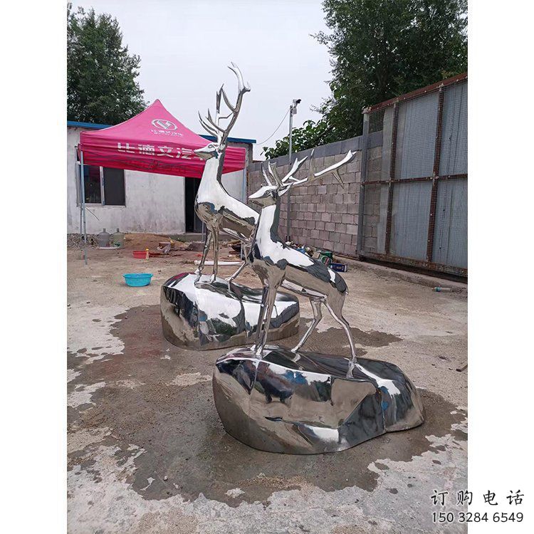 廣場(chǎng)小鹿雕塑批發(fā)，廣場(chǎng)系列，鏡面小鹿雕塑定價(jià)