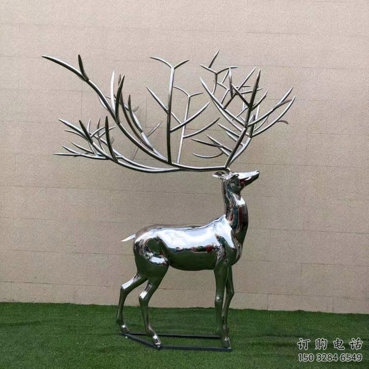 景觀小鹿雕塑制造，歐式風(fēng)格，鏡面小鹿雕塑定價