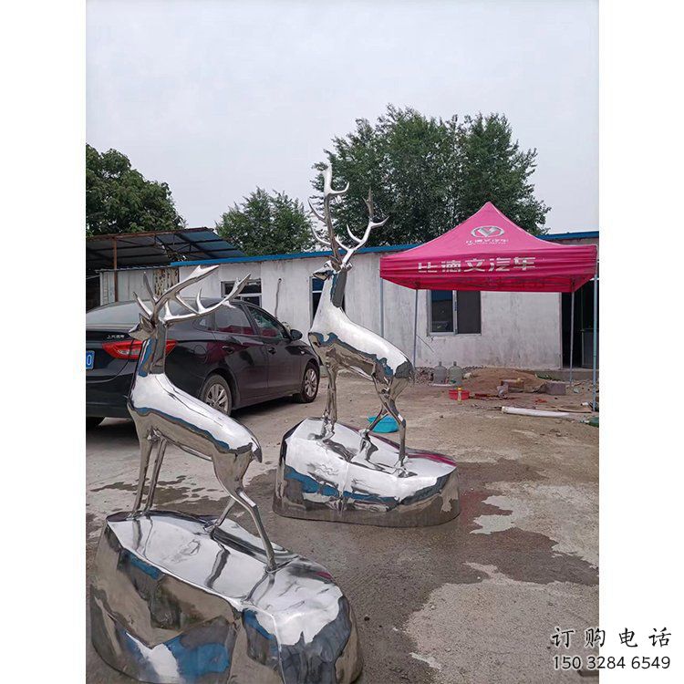 現(xiàn)代小鹿雕塑定制，中式工藝，鏡面仿真小鹿雕塑優(yōu)價