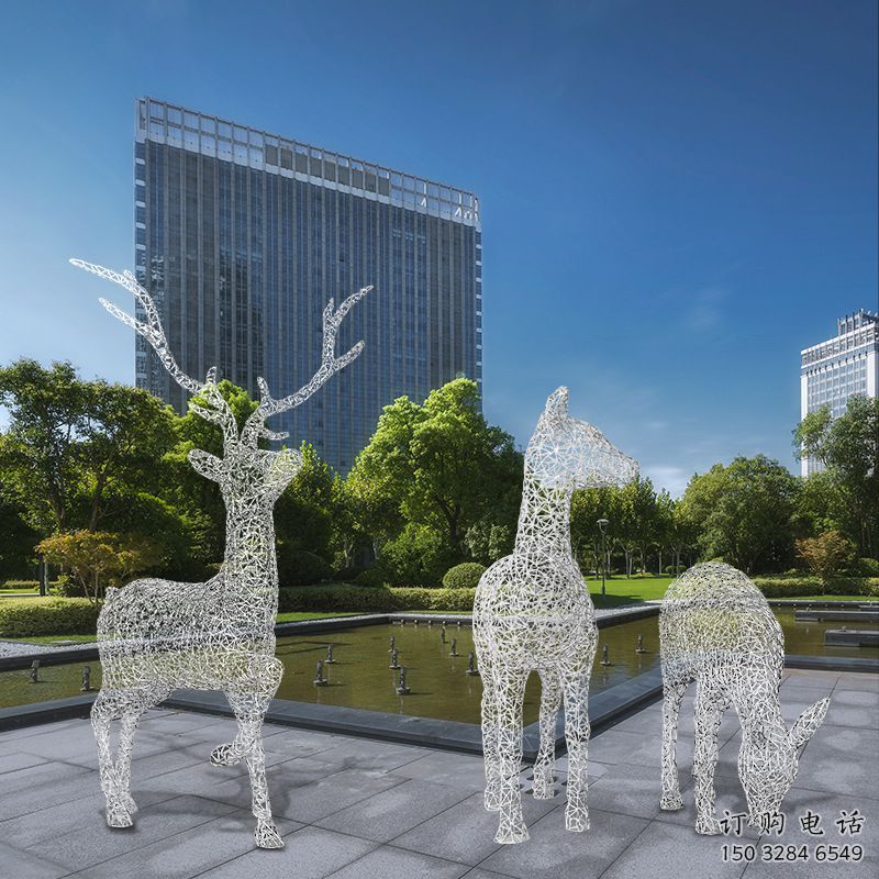 梅花鹿雕塑常用，景觀概念，鏤空梅花鹿雕塑展品