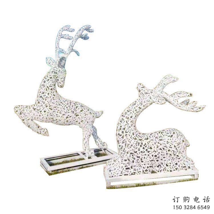 梅花鹿雕塑預(yù)定，城區(qū)小品，鏤空梅花鹿雕塑制造商