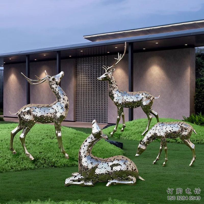 花片小鹿雕塑制造商，城市雕塑，公園鏤空小鹿雕塑觀賞型