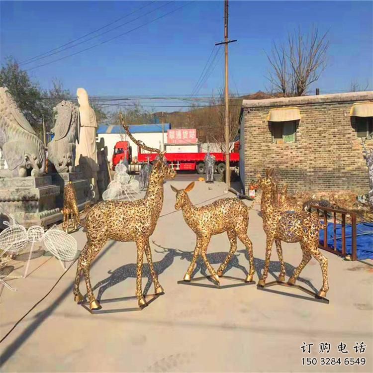 金屬小鹿雕塑制作，鋼絲組合，公共鏤空小鹿雕塑優(yōu)選