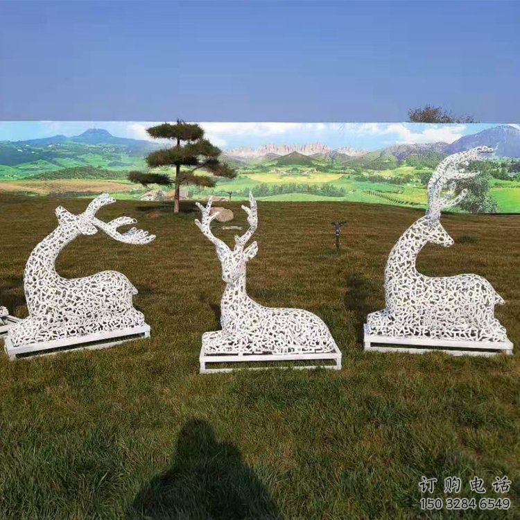 小鹿雕塑工廠選用，街道標(biāo)識，園林鏤空小鹿雕塑批發(fā)