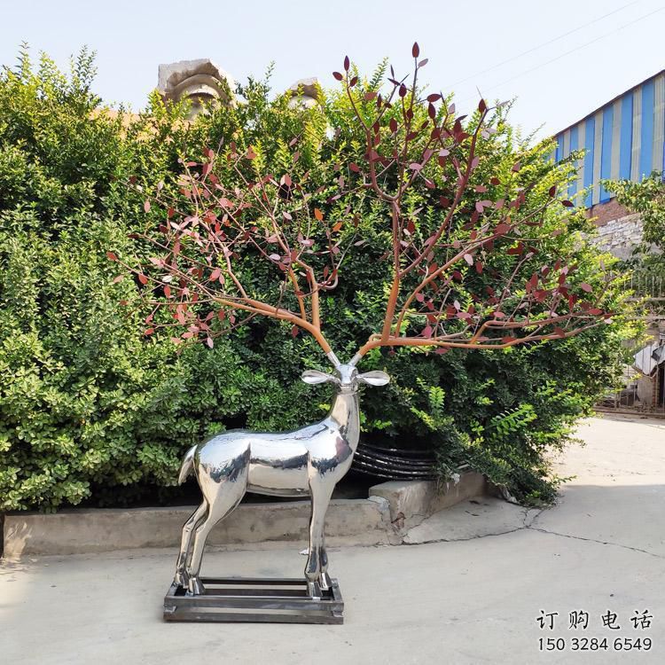 梅花鹿雕塑常用，不銹鋼組合，仿真鏡面梅花鹿雕塑定價(jià)